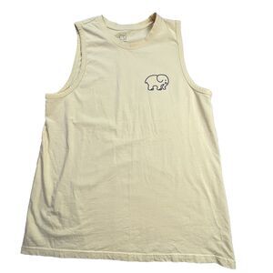 Ivory Ella Elephant Tank Top Womens XL Yellow Boho Preppy T-Shirt Graphic